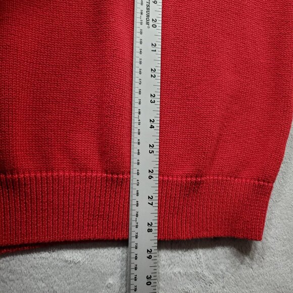 St John's Bay 1/4 Zip Ribbed Holiday Sweater White Red %100 Cotton Men Sz L - Picture 12 of 12